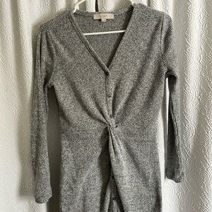 Loft Sweater Dress with Long Sleeves and Front Knot